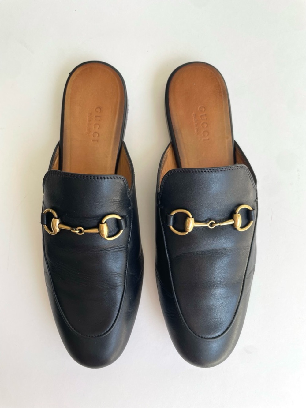 Gucci Princetown Horsebit Mule Loafer Black Leather Slip On Flats EU 37.5 US 7.5 - Picture 3 of 15